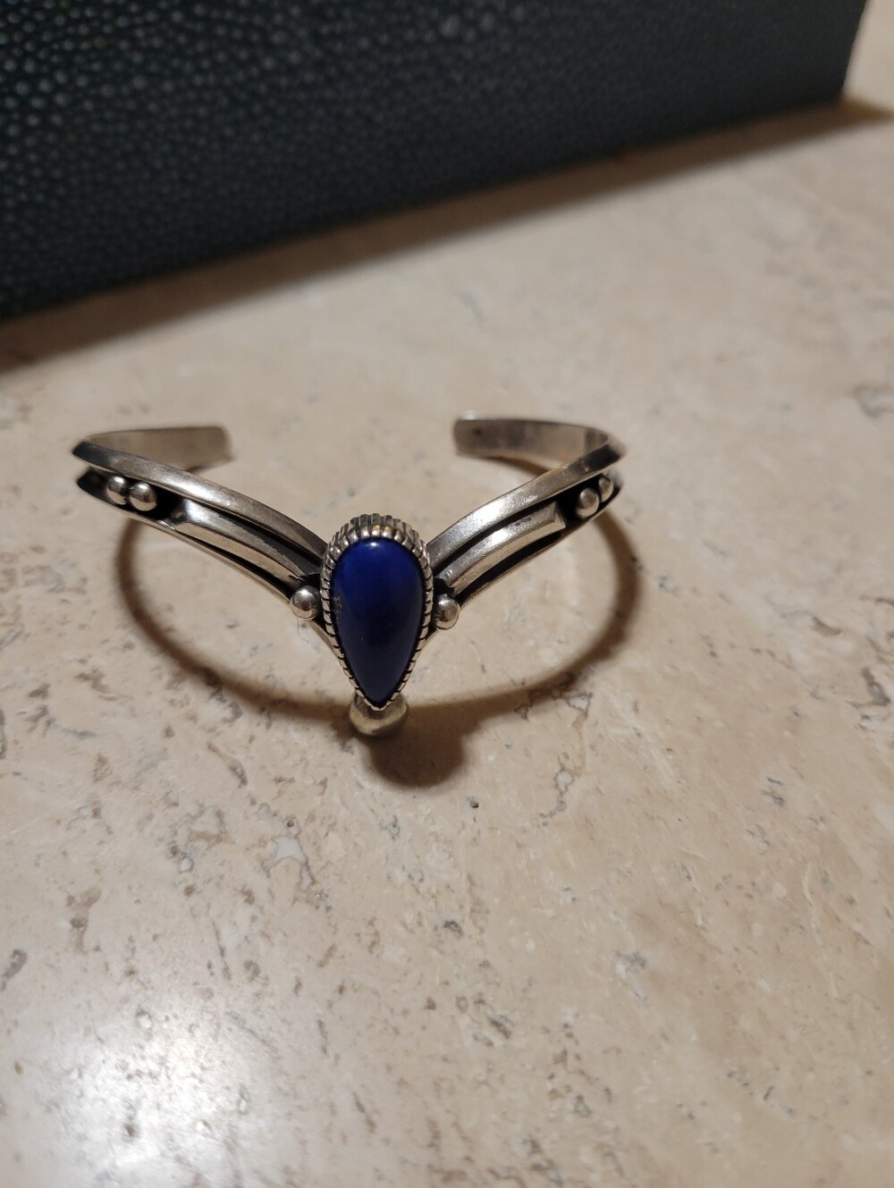 Vintage Lapis Cuff  Bracelet